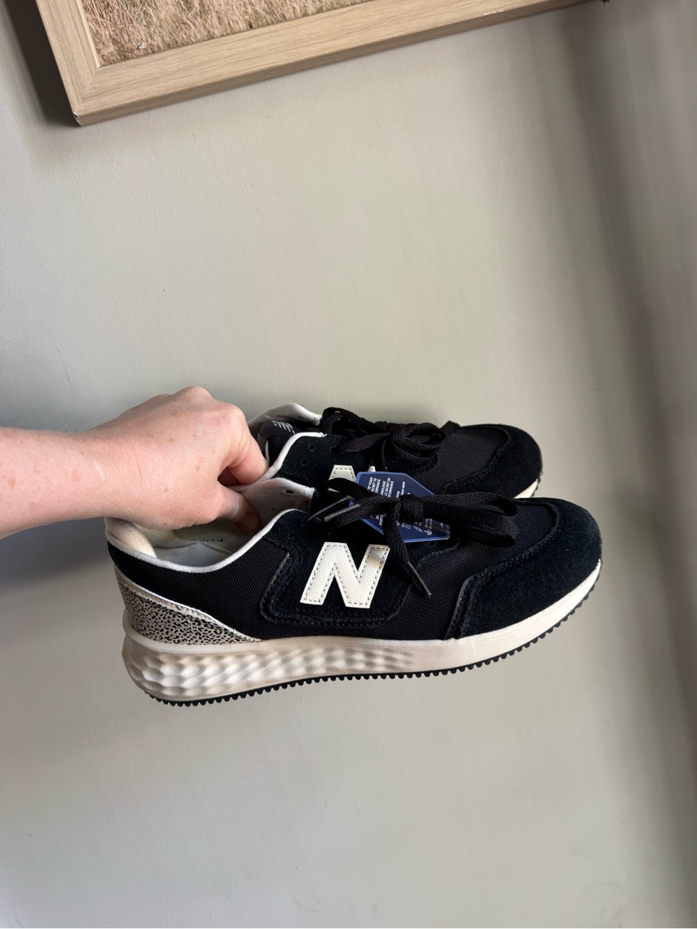 New Balance womens Black and White Retro Runner Sneakers